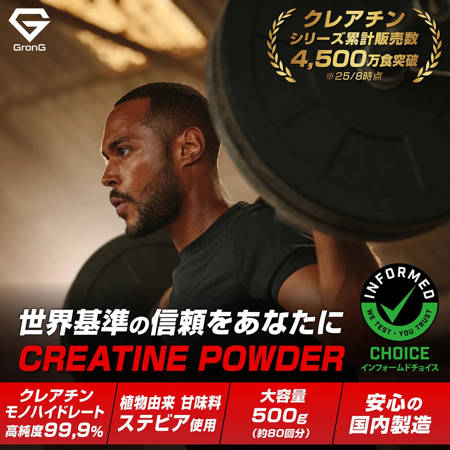 クレアチン モノハイドレート パウダー レモン風味 500g