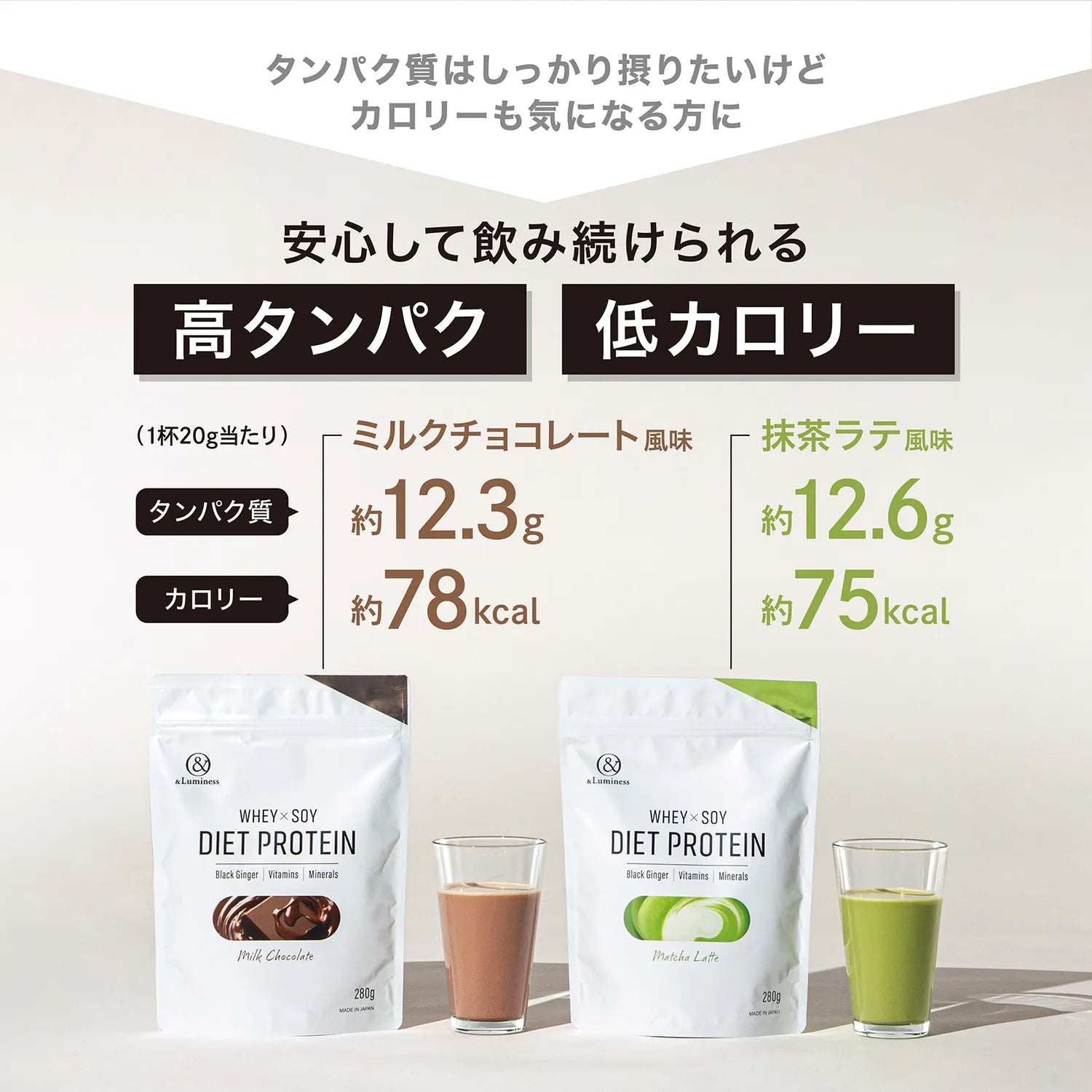 安心して飲み続けられる高タンパク・低カロリー