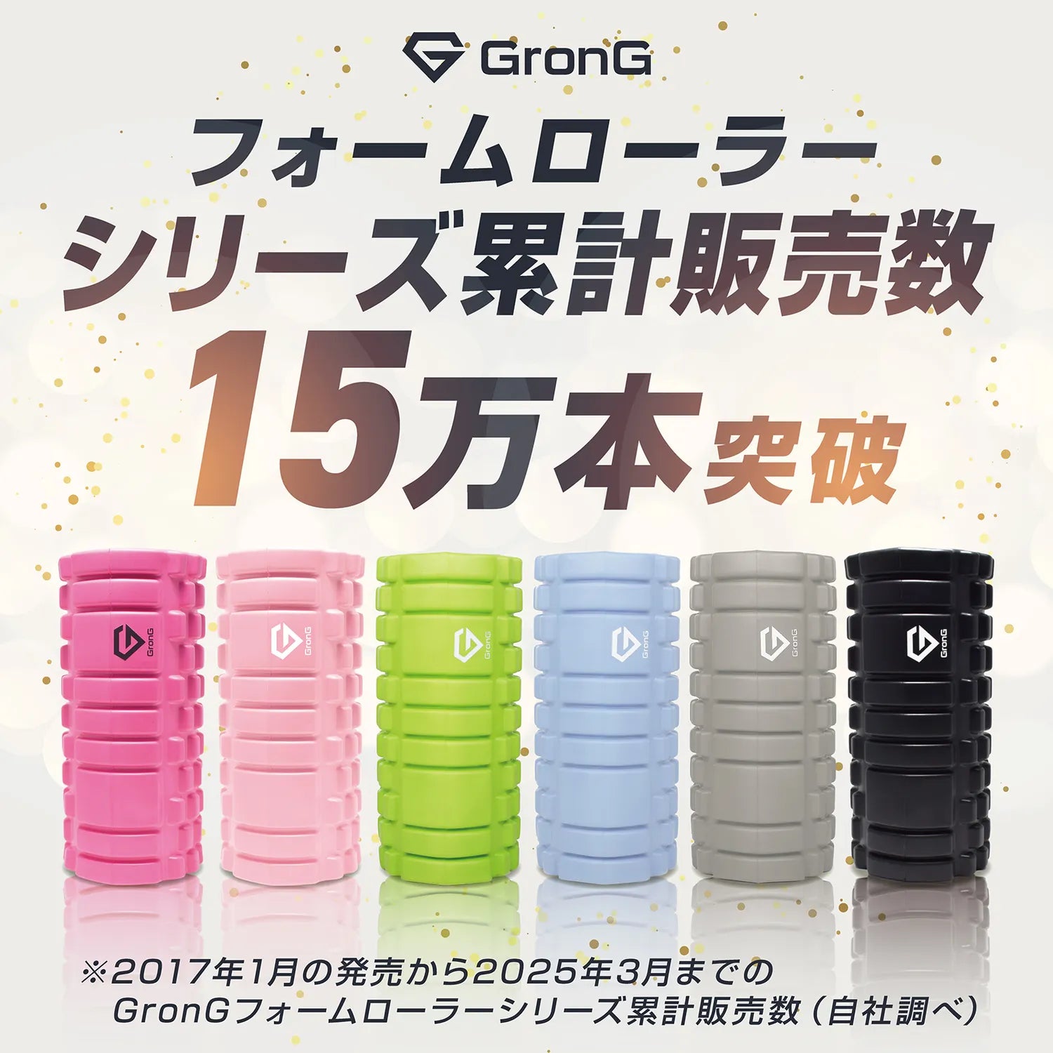 グロングのフォームローラーシリーズの累積販売数は15万本を突破しています。