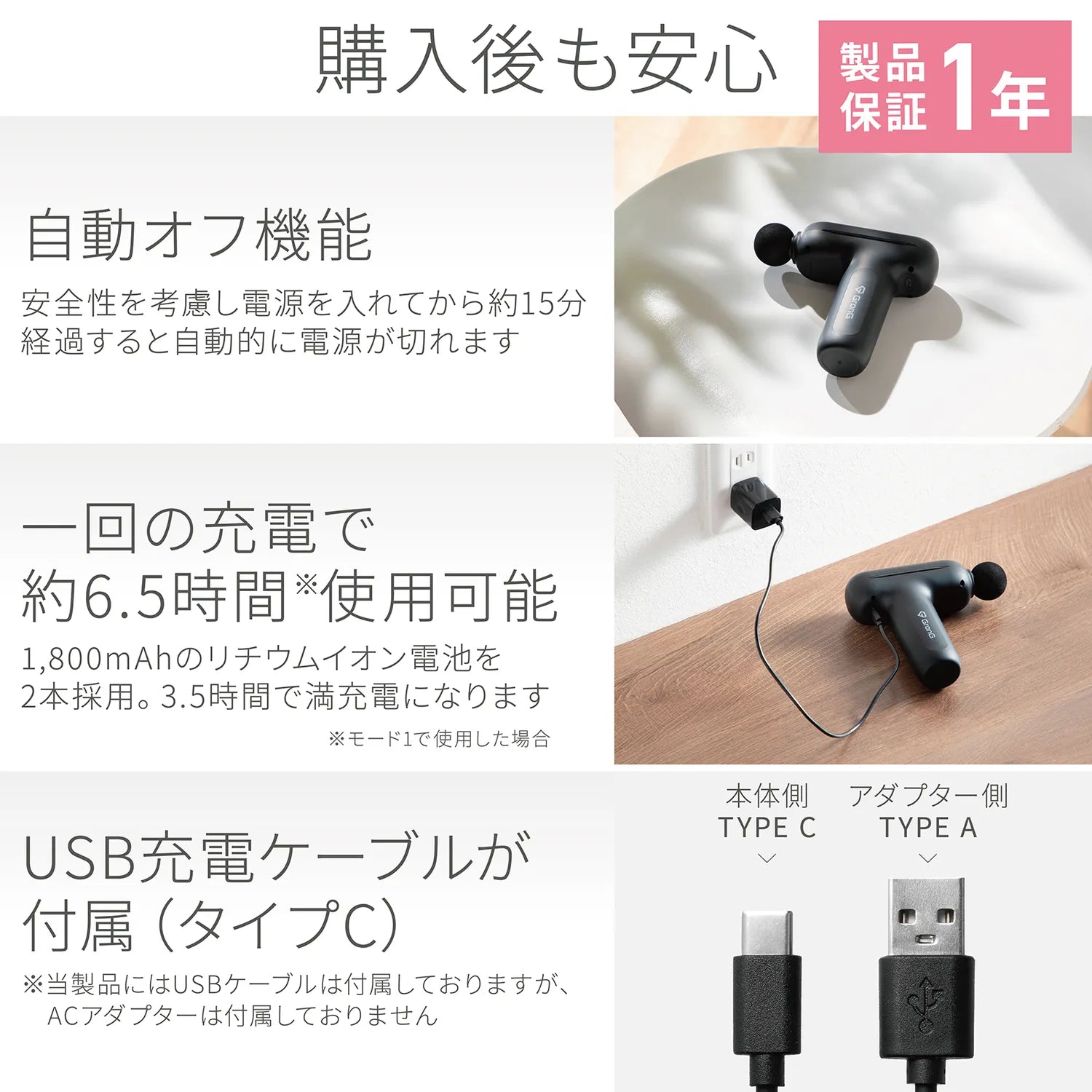 本商品は1年間の製品保証があります