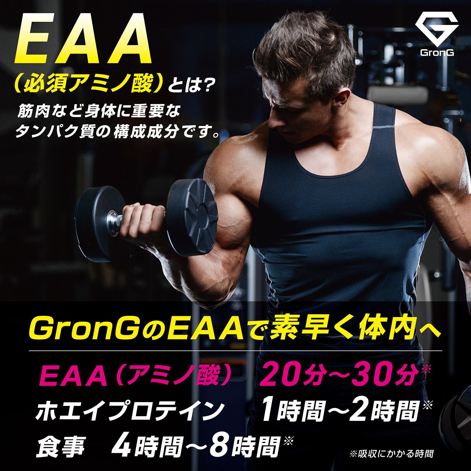 GronGのEAAで素早く体内へエネルギーを補充できます