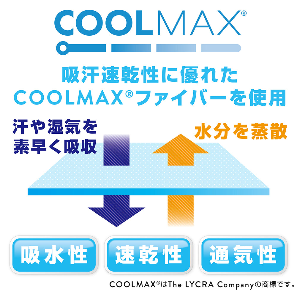 「吸汗速乾性」に優れた、ムレにくく乾きやすい「スポーツソックス」です