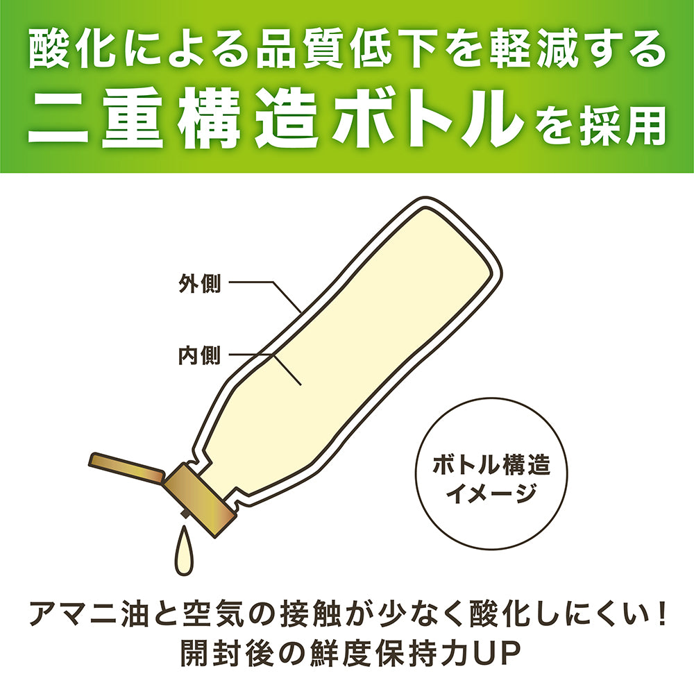 二重構造ボトルを採用することで、参加による品質低下を軽減できます
