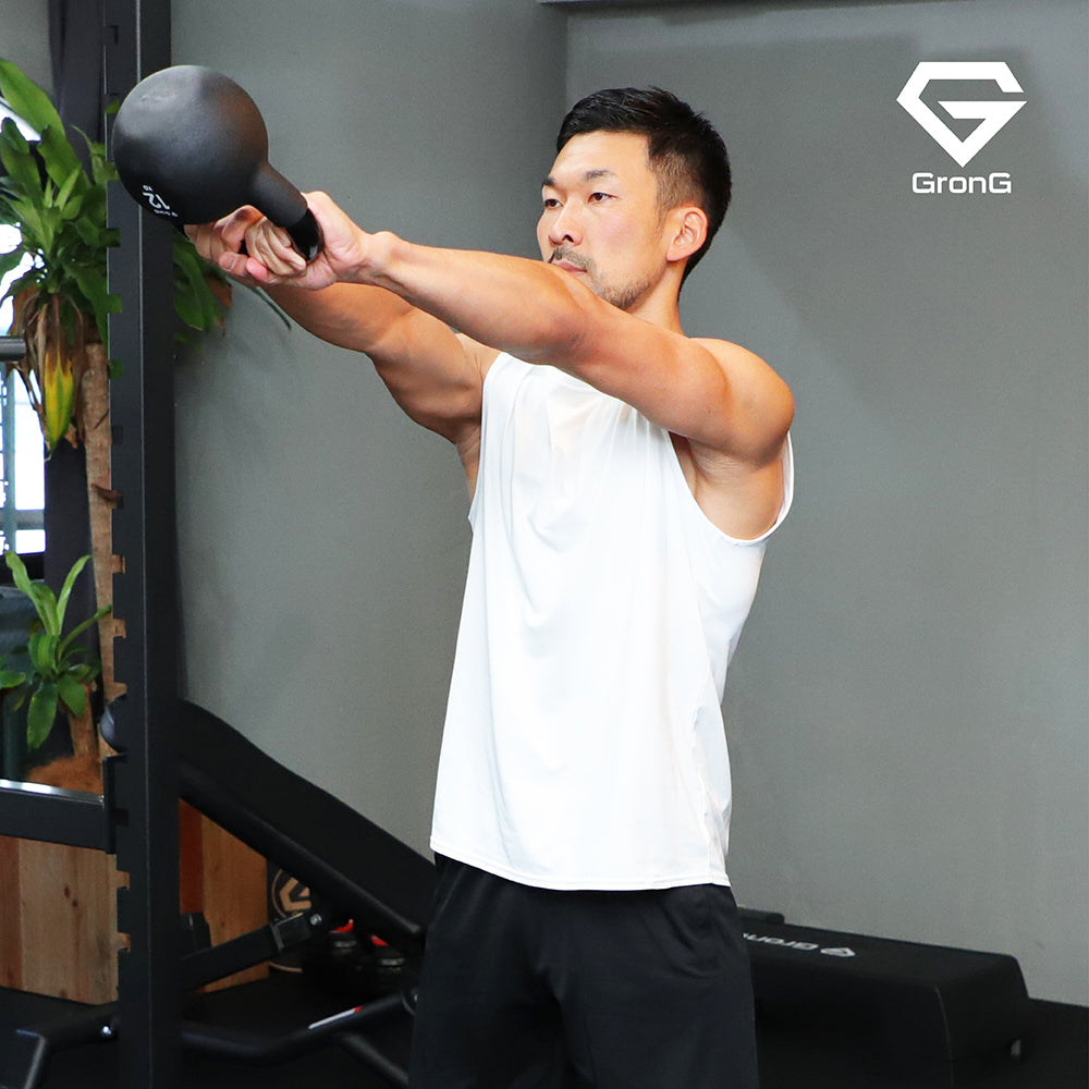 スクワット、スイングをはじめ、スナッチやクリーン、クランチ、ランジなど多様な筋トレや有酸素運動に使えます