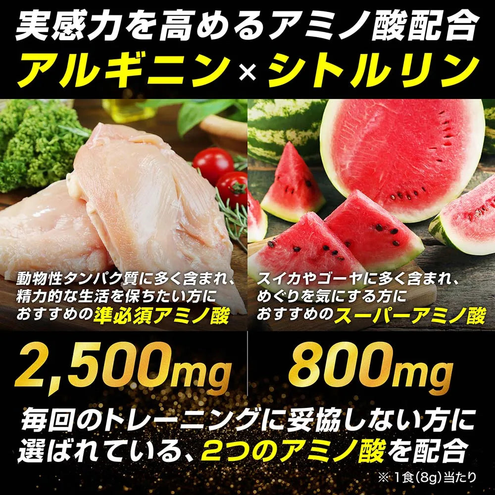 実感力を高めるアミノ酸配合。アルギニン×シトルリン